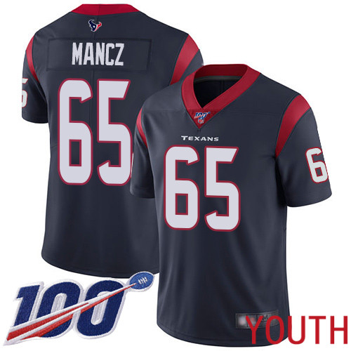 Houston Texans Limited Navy Blue Youth Greg Mancz Home Jersey NFL Football 65 100th Season Vapor Untouchable